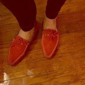 Lambertson Truex orange suede loafers flats 6 7